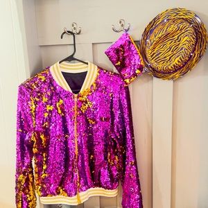 SEQUINED PURPLE AND GOLD LIGHTWEIGHT LADIES JACKET